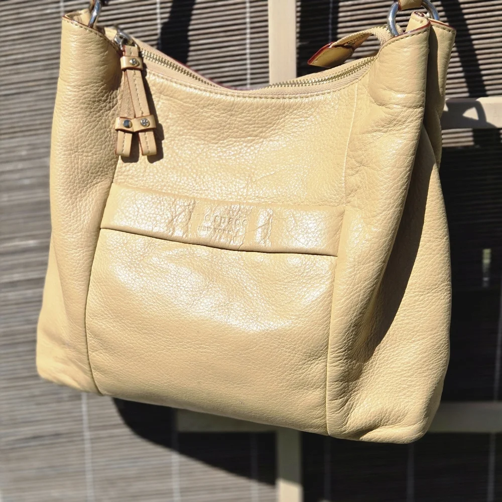 Kate Spade Cream Leather Soft Neutral Hobo Boho Casual Shoulder Purse Bag